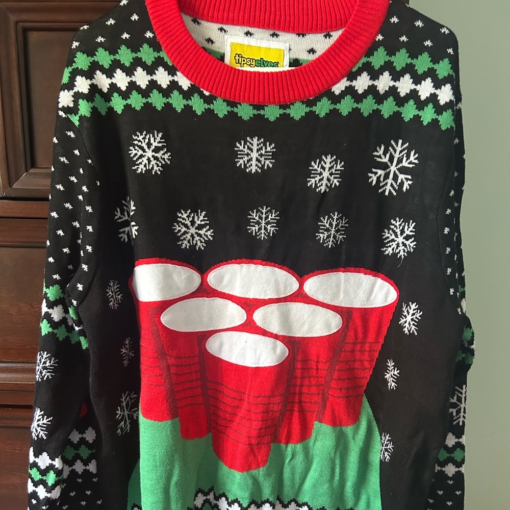 Tipsy Elves Black and Red Knit Sweater